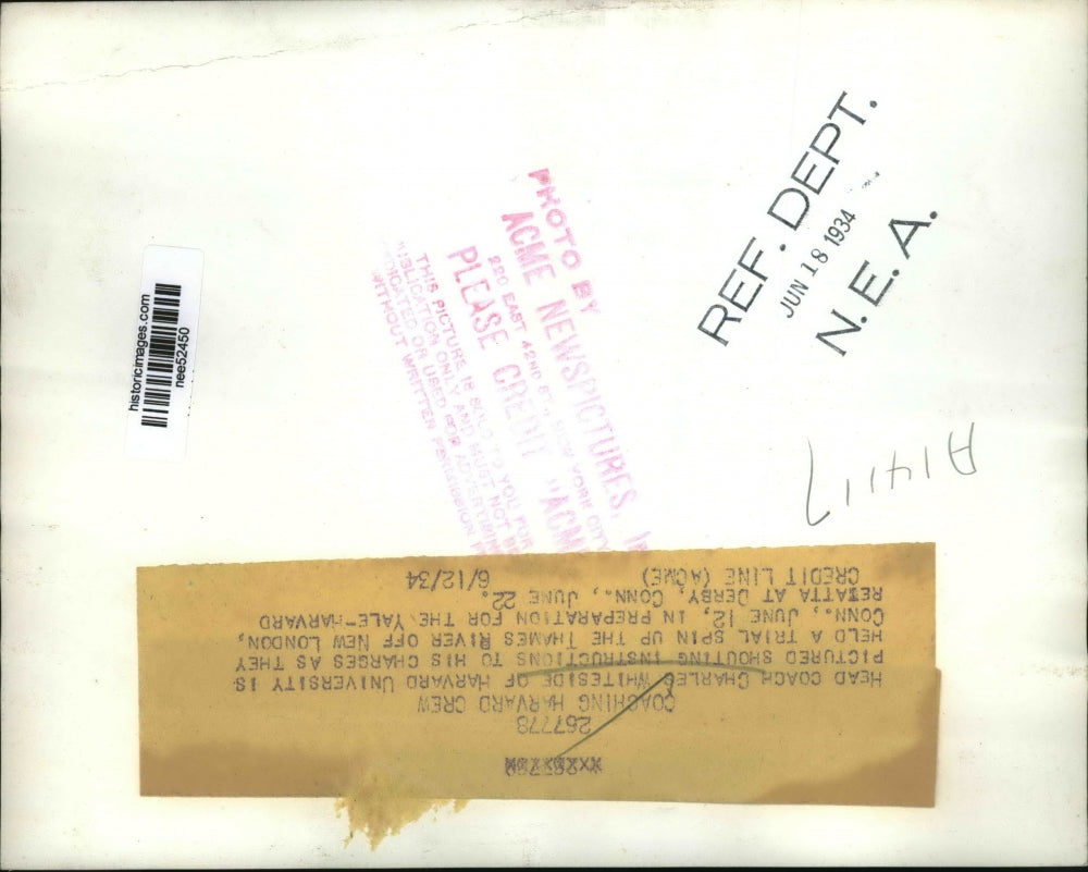 1934 Press Photo Head Coach Charles Whiteside Of Harvard University - nee52450