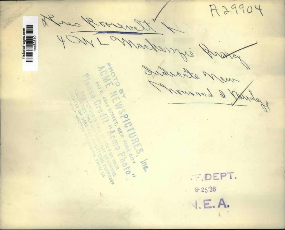 1938 Press Photo President Franklin D. Roosevelt, W.L. Mackenzie King in Car