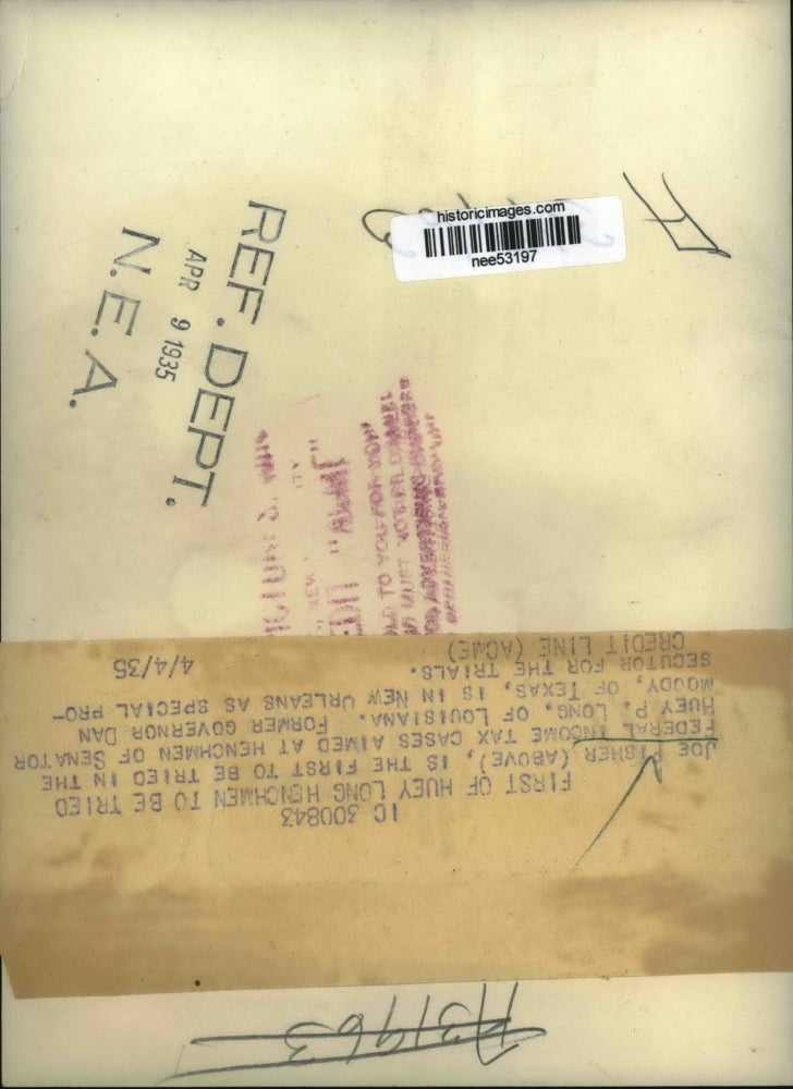 1935 Press Photo Joe Fisher Tried Federal Income Tax Case - nee53197