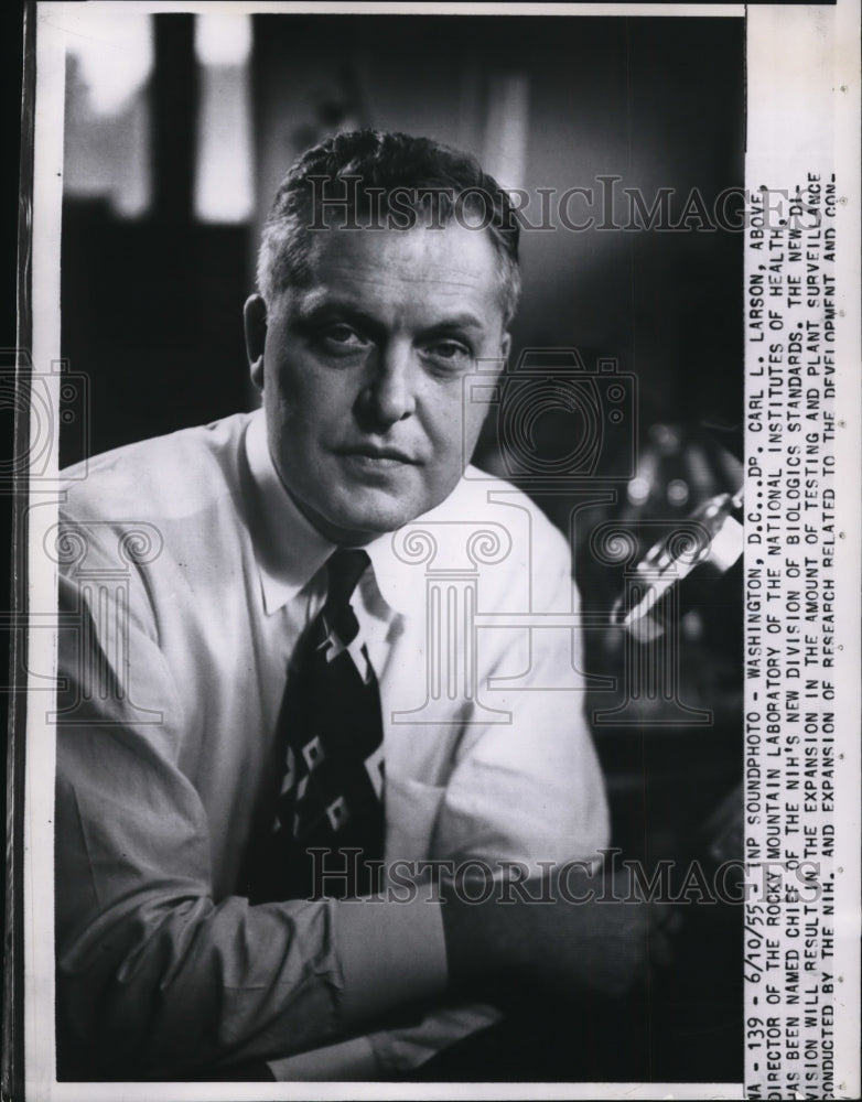1955 Press Photo Wash. DC -Dr Carl L Larson named Chief of NIH's new division.