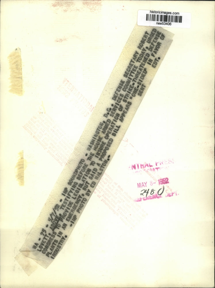 1952 Press Photo Washington- Defense Sec'y Robert Lovett testifying. - nee53406