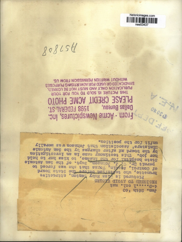 1940 Press Photo Miss Runy Benton, Dr. W.J. Johnson Supt. San Antonio State