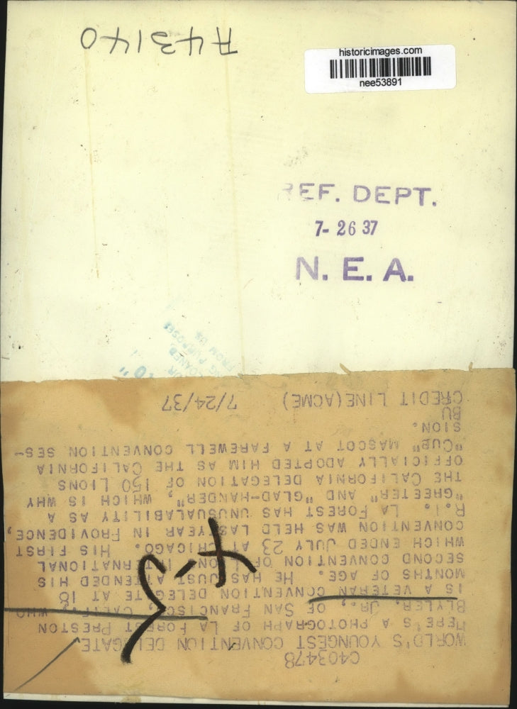 1937 Press Photo La Forest Preson Blyler Jr. at Lions International Convention