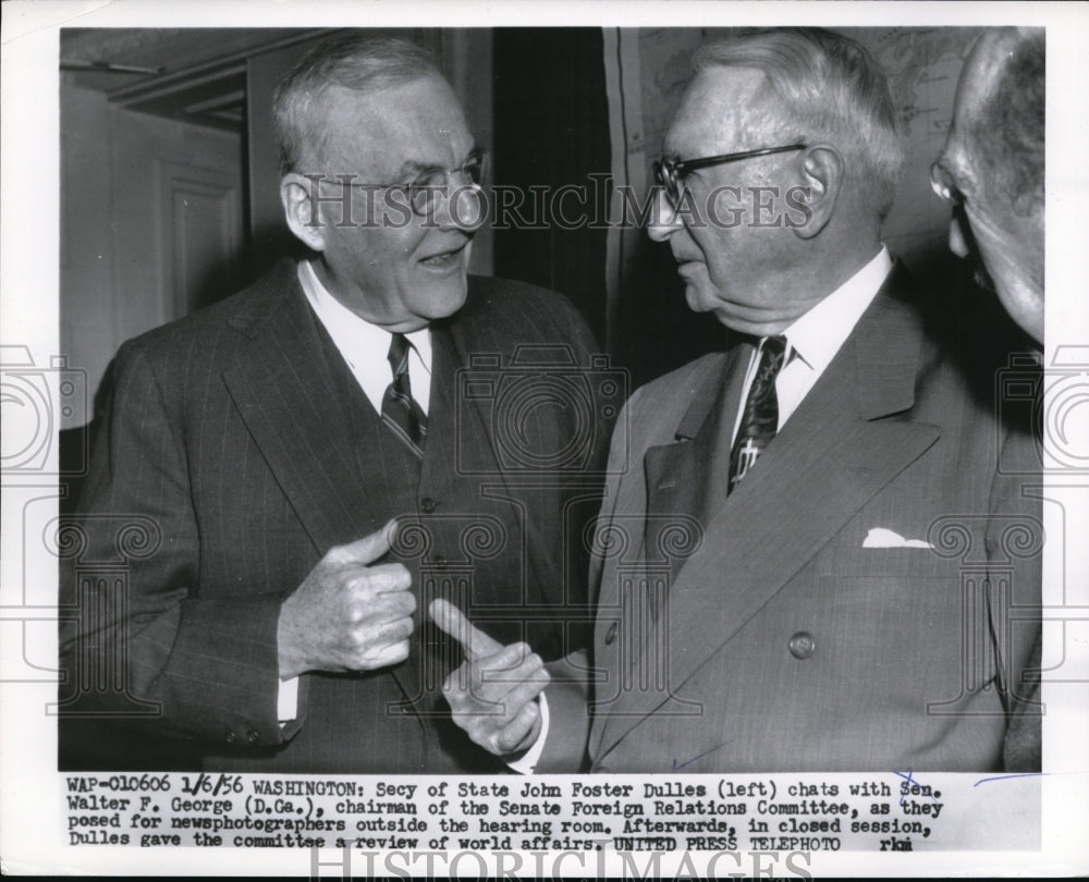 1956 Press Photo Secretary of State John Foster Dullas & Senator Walter George