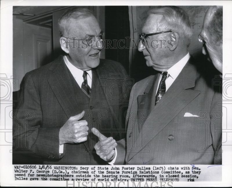 Load image into Gallery viewer, 1956 Press Photo Secretary of State John Foster Dullas &amp; Senator Walter George
