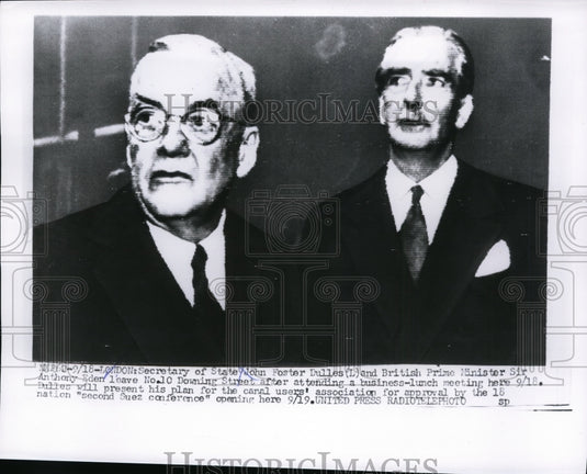 1956 Press Photo Secy. Of State John Foster Dulles & British Prime Minister- Historic Images