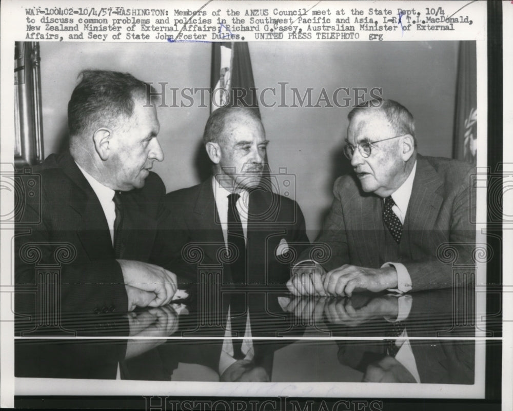 1957 Press Photo Secretary of State John Foster Dullas & ANZUS Council