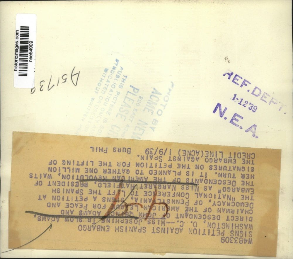 1939 Press Photo Josephine Adams and Margaret Hatfield Sign Petition