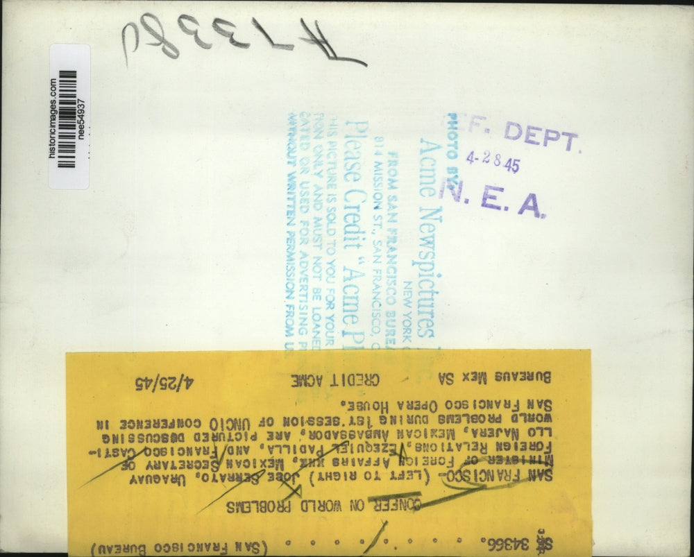 1945 Press Photo 1st Session of UNCIO conference in San Francisco Opera House.