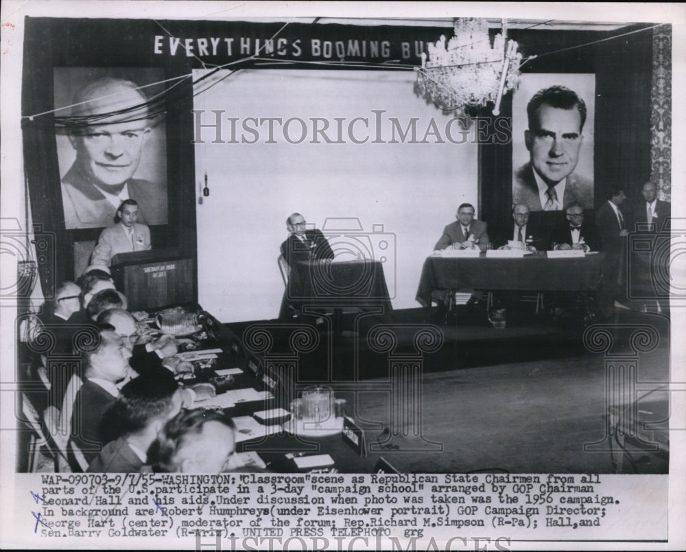 1955 Press Photo Republican Party 1956 Campaign School arranged by GOP.