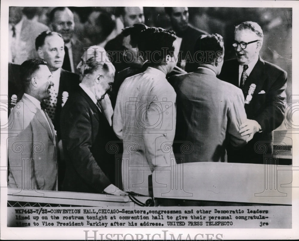 1952 Press Photo President Barkey Convention Hall Democratic Chicago