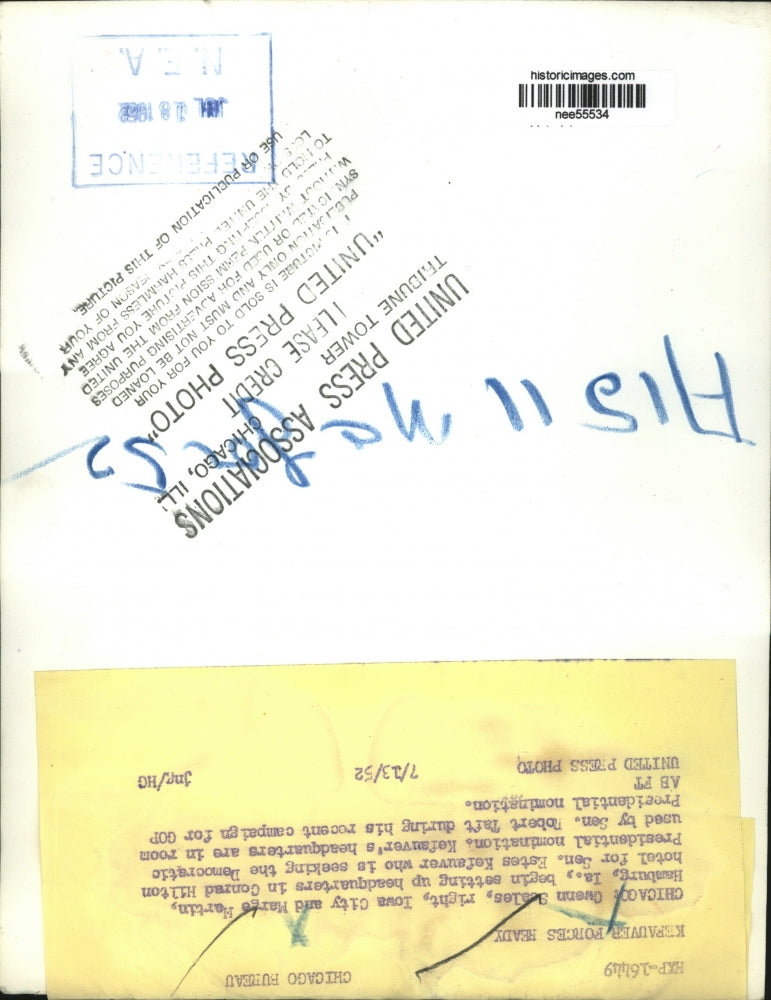 1952 Press Photo Gwenn Seales And Marge Martin Set Up Headquarters In Hilton