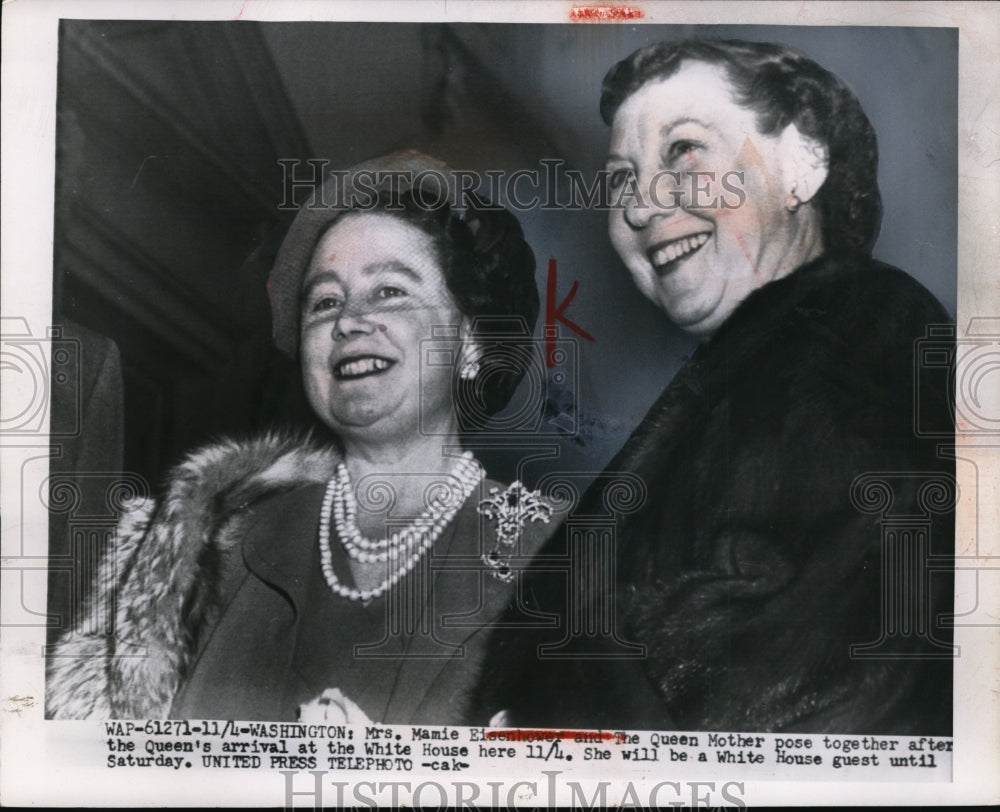 1954 Press Photo Washington Mrs. Mamie Eisenhouwer and the Queen Mother.- Historic Images