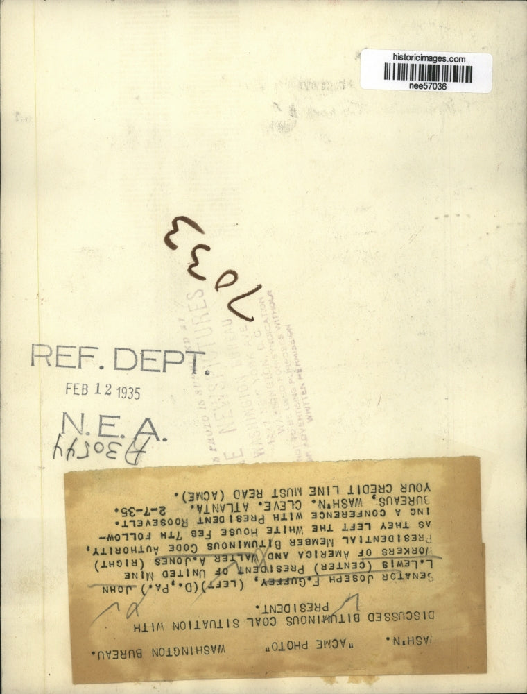 1935 Press Photo Sen. Joseph Guffaw, John Lewis, and Walter Jones. - nee57036