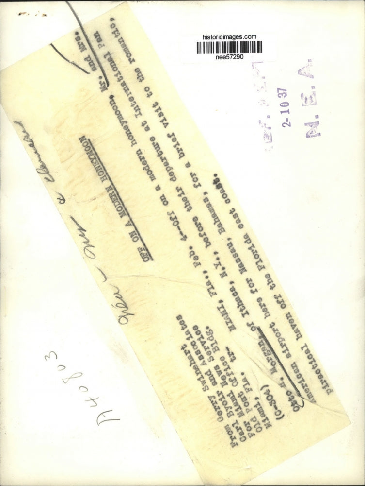 1937 Press Photo Mr & Mrs Otto H Morgan Leaving for Bahama's Honeymoon