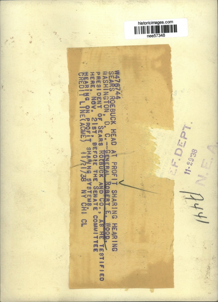 1938 Press Photo Washington DC General Robert E Wood, Pres. of Sears Roebuck Co.