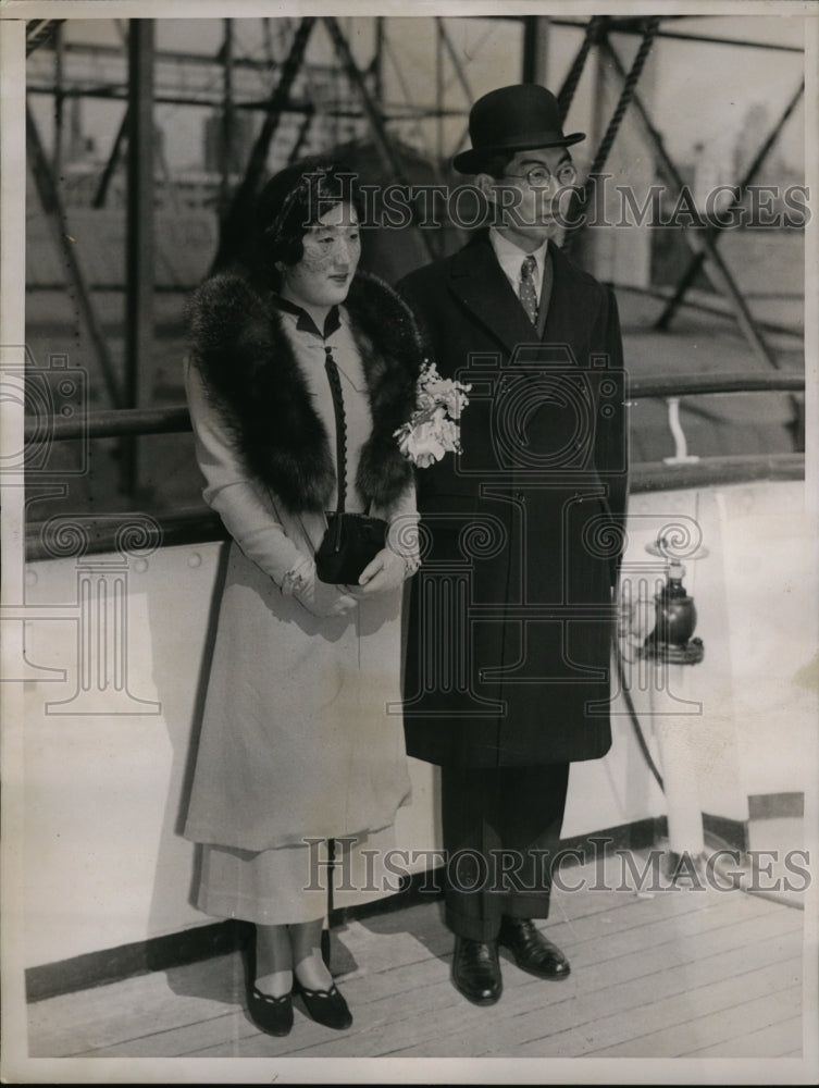 1937 Press Photo Prince and Princess Chichibu shortly before they sailed.