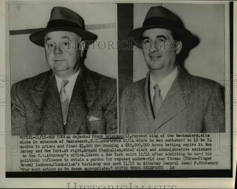 Load image into Gallery viewer, 1952 Press Photo New York-Frank Erickson(L) and (R) Arnold Chankalian.

