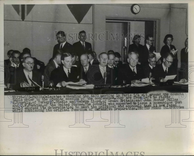 Load image into Gallery viewer, 1955 Press Photo Delegates Attending NATO Meeting in Paris France - nee57917
