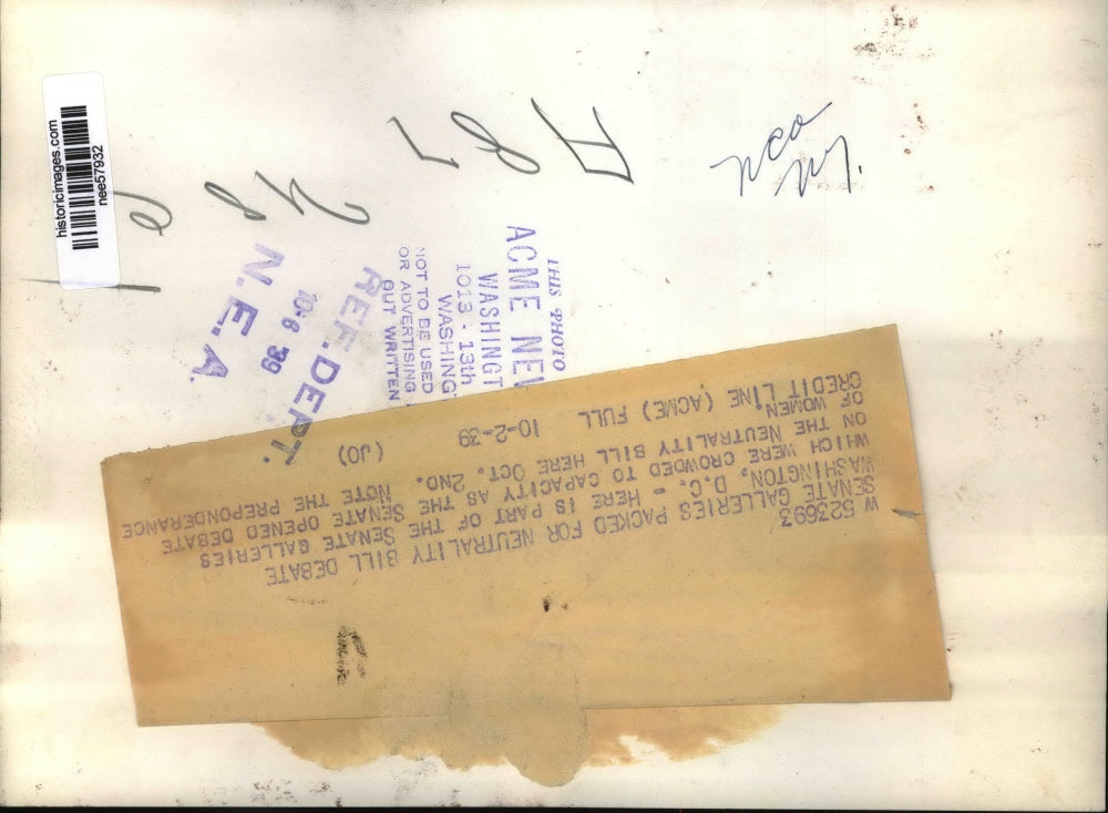 1939 Press Photo Senate galleries were packed for Neutrality Bill debate.