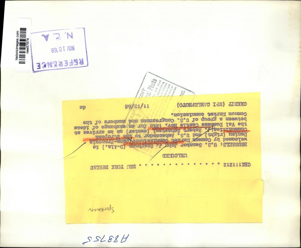 1968 Press Photo US Senator John Spariman & Common Market Commissioner Francois