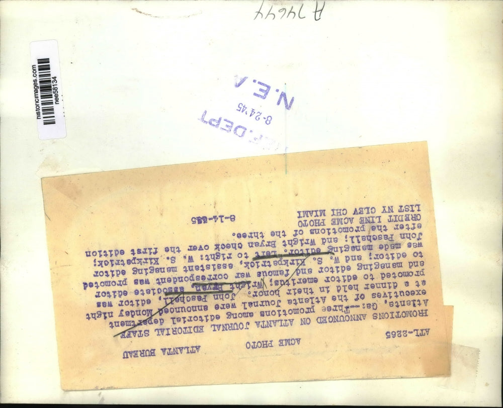 1945 Press Photo John Paschell, Wright Bryan, W.S. Kirkpatrick Atlanta Journal