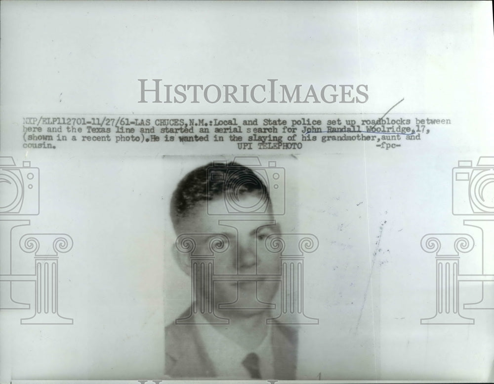 1961 Press Photo John Randall Woolridge wanted by police for slaying of family