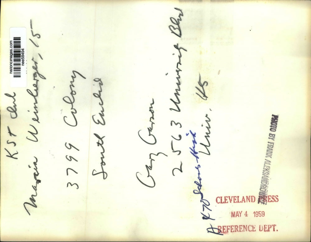 1959 Press Photo Marcia Weinberg & Gary Garsoa KST Club - nee58494