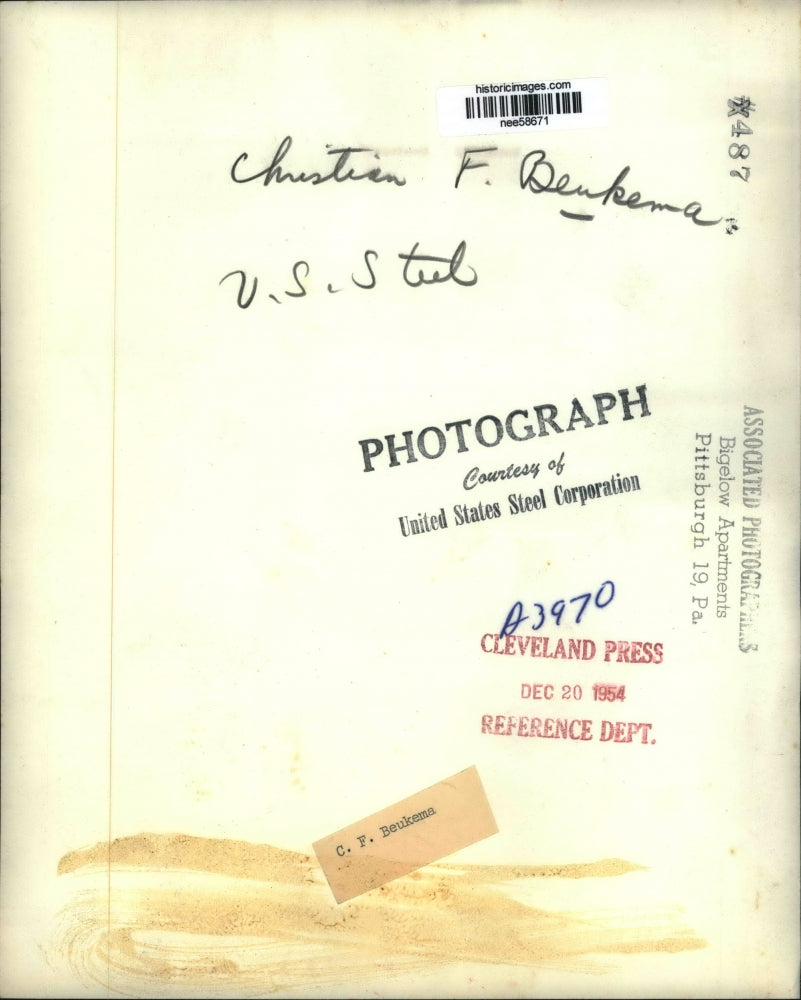 1954 Press Photo Christian F Beukema U.S. Steel - nee58671