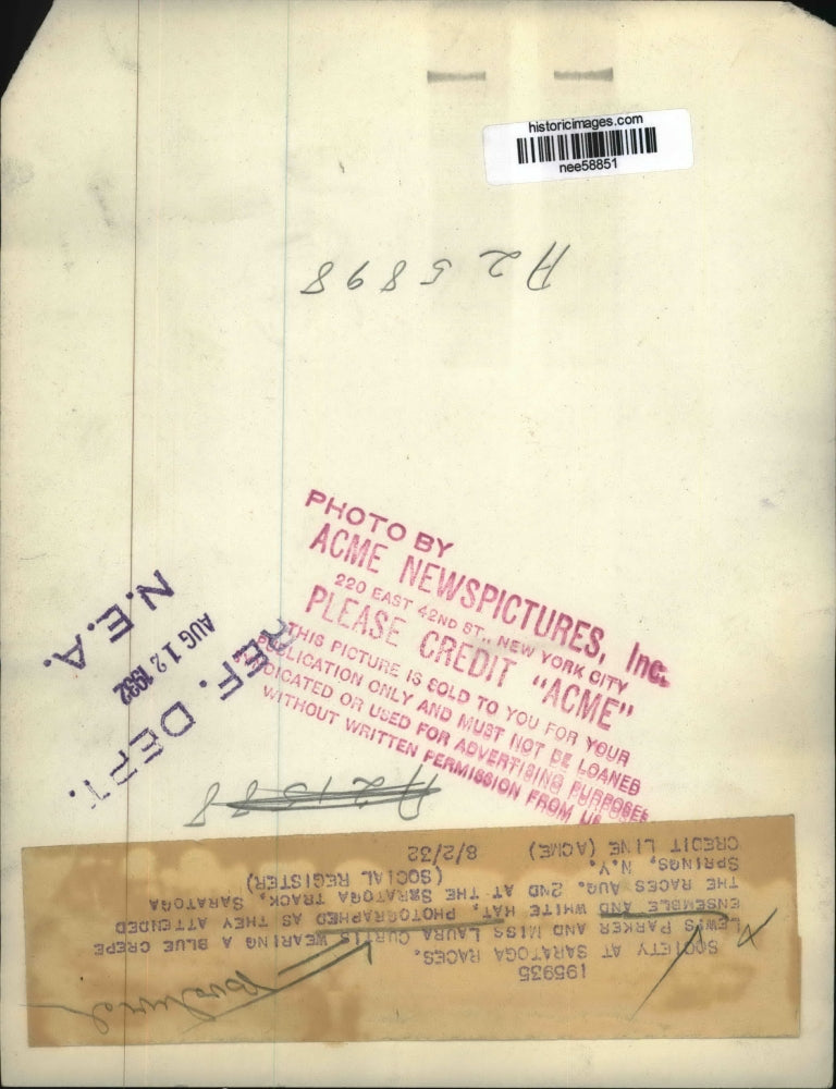 1932 Press Photo Lewis Parker and Laura Curtis at the races at Saratoga Track.