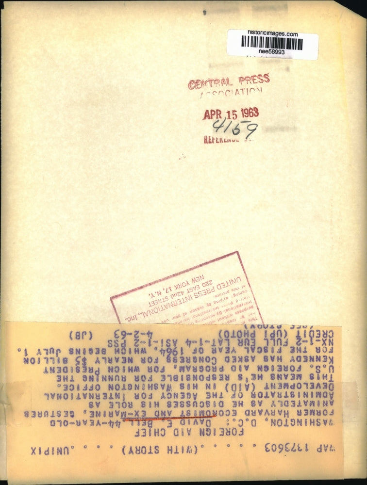 1963 Press Photo David C Bell former Harvard econimist - nee58993