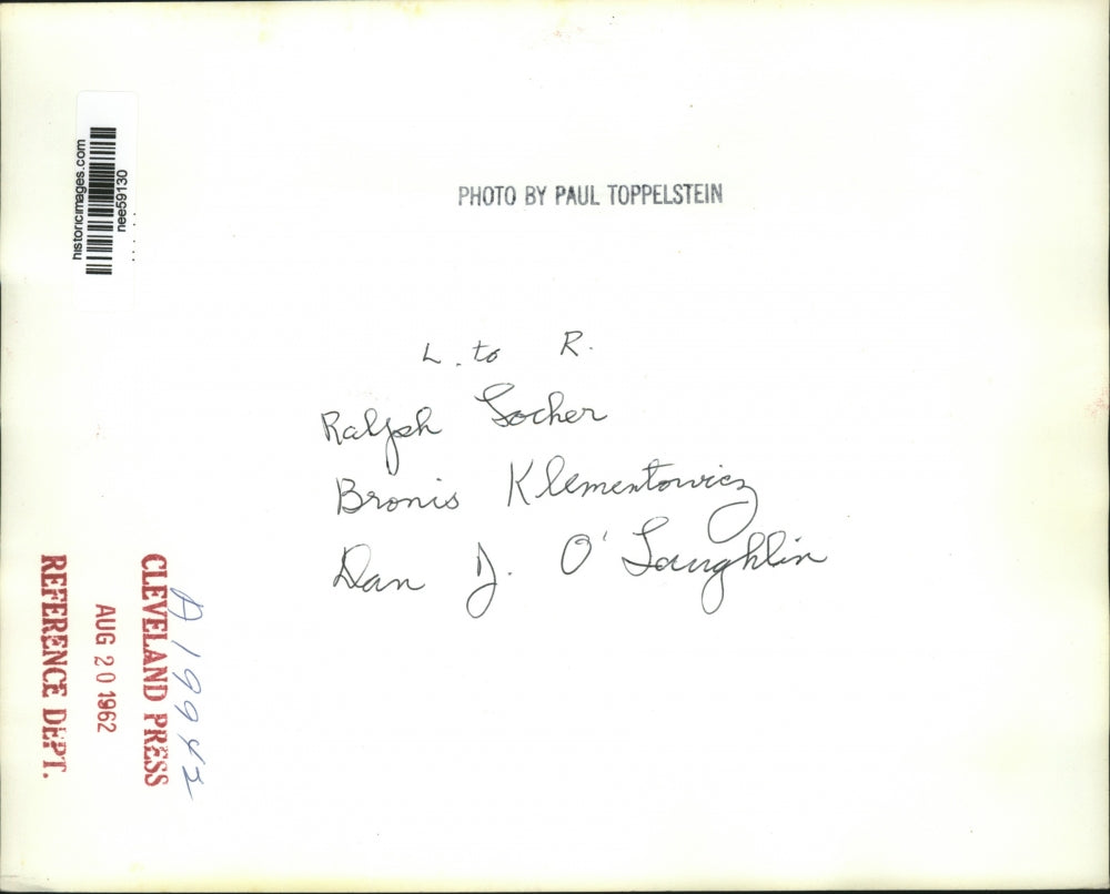 1962 Press Photo Ralph Locher Bronis Klementowicz and Dan J O Lauglin