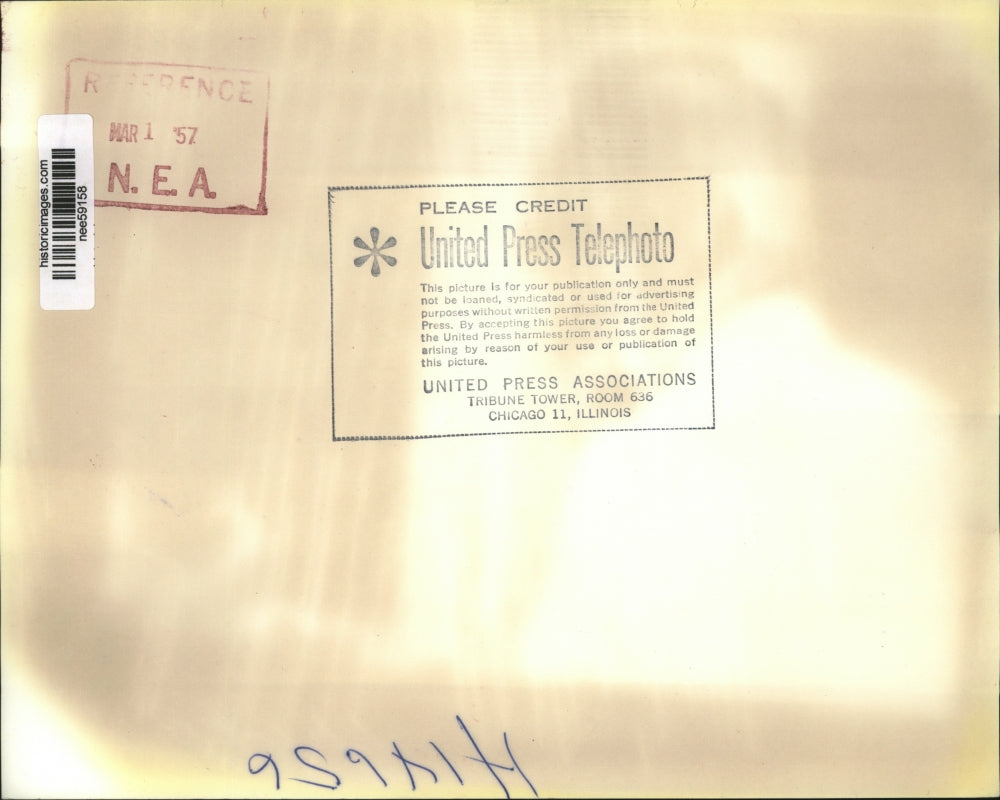 1957 Press Photo Sec of State John Foster Dulles, Sen Lyndon B Johnson, and Sen