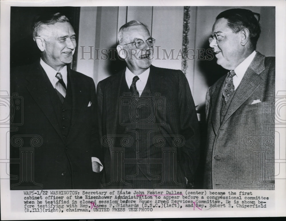 1953 Press Photo Secretary of State John Foster Dulles J Richards R Chiperfield