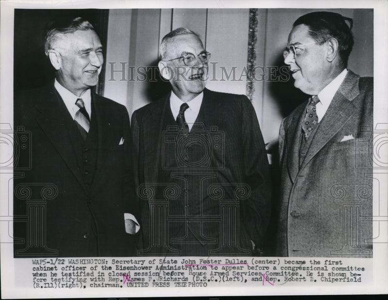 Load image into Gallery viewer, 1953 Press Photo Secretary of State John Foster Dulles J Richards R Chiperfield
