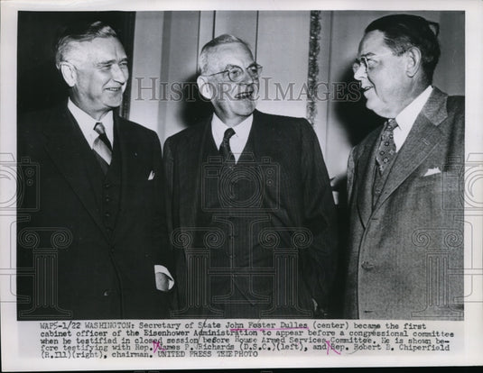 1953 Press Photo Secretary of State John Foster Dulles J Richards R Chiperfield