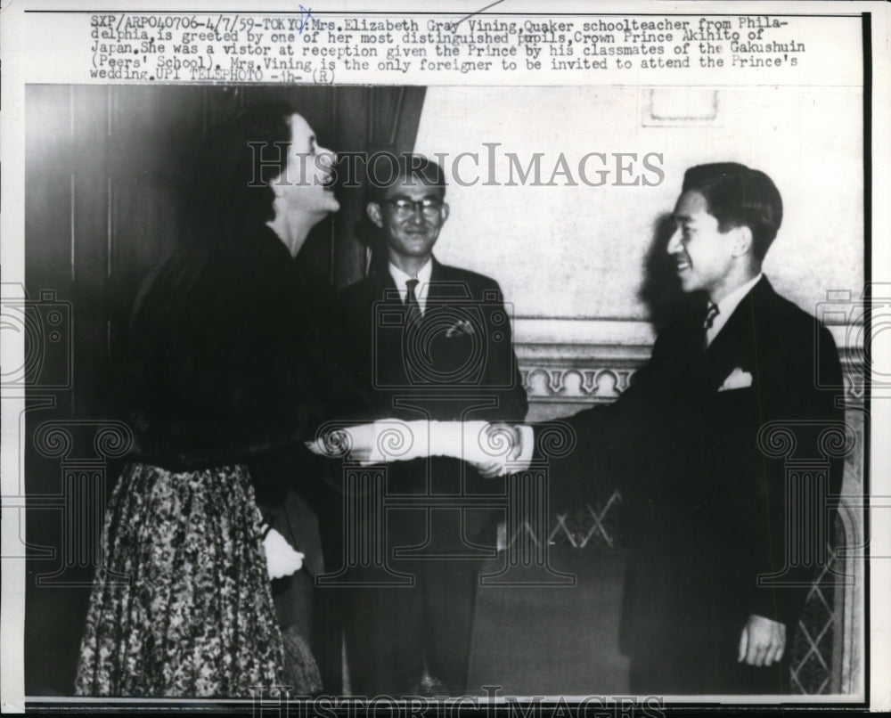 1959 Press Photo Tokyo Mrs. Elizabeth Gray VIning Quaker schoolteacher.