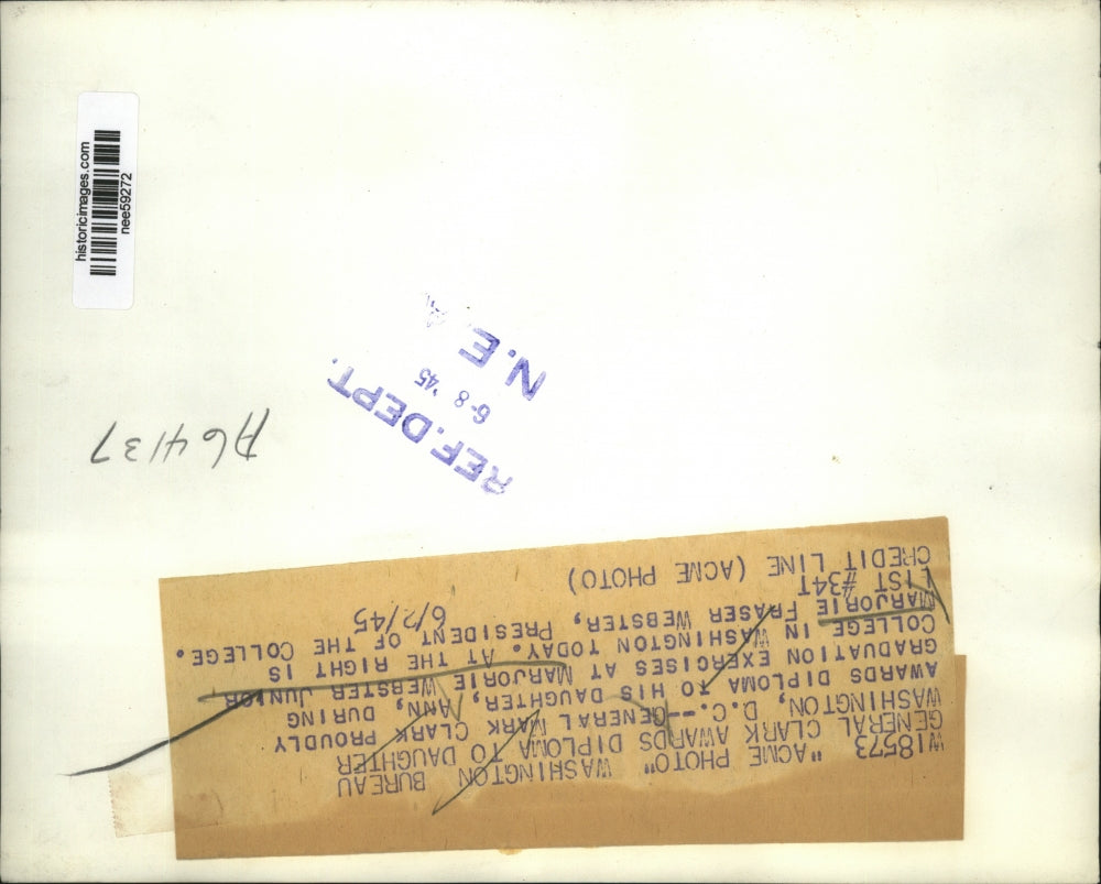 1945 Press Photo Marjorie Wesbter Junior College Gen. Mary Clark,Mark