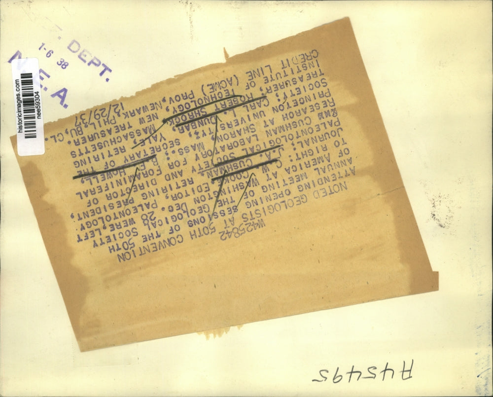 1937 Press Photo the 50th Annual Meeting of Geological Society, CW Cooke, JA