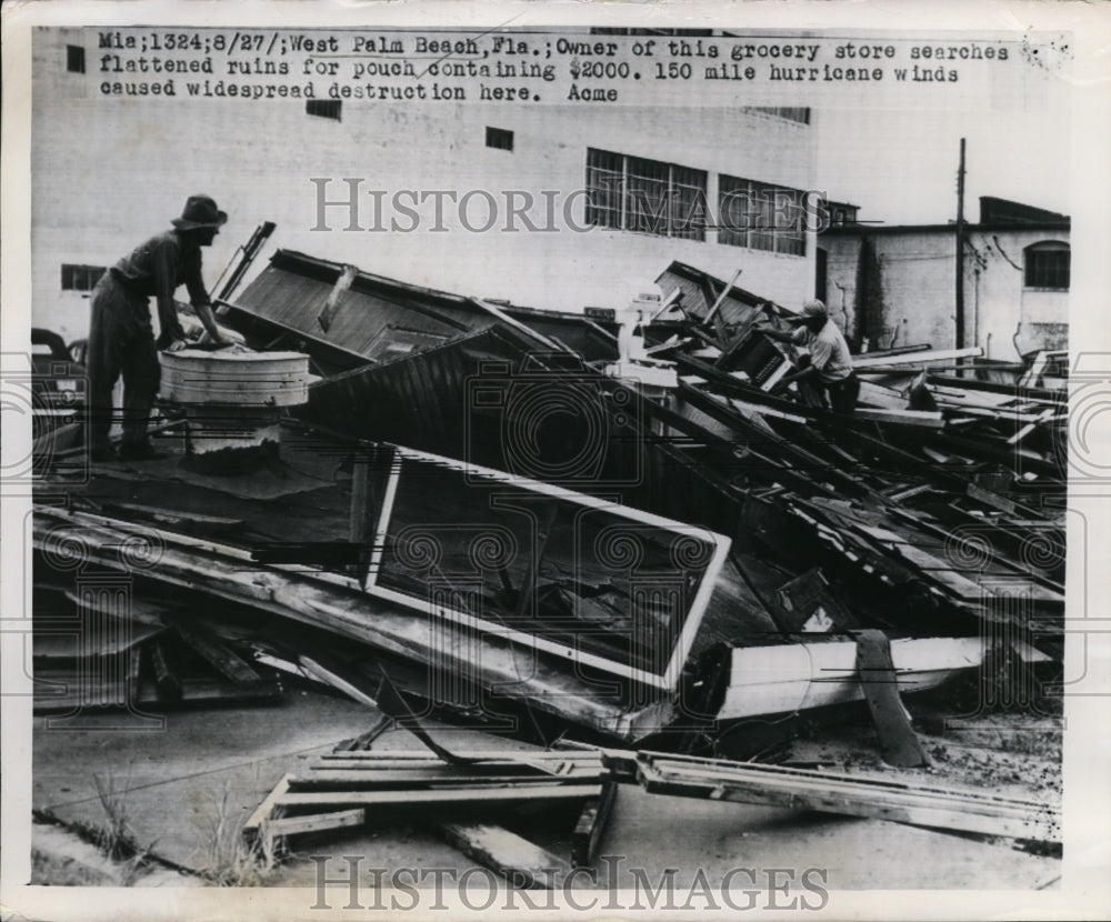 1949 Press Photo West Palm Beach, FL hurricane wind destruction - nee59770