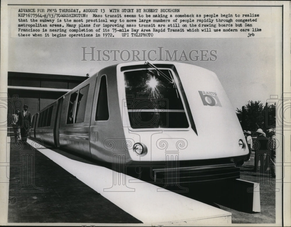 1970 Press Photo San Francisco Bay Area Rapid Transit Train Car - nee59909
