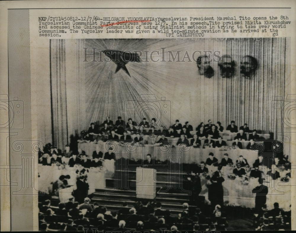 1964 Press Photo Yugoslavian Pres. Marshal Tito Opens Communist Party Congress