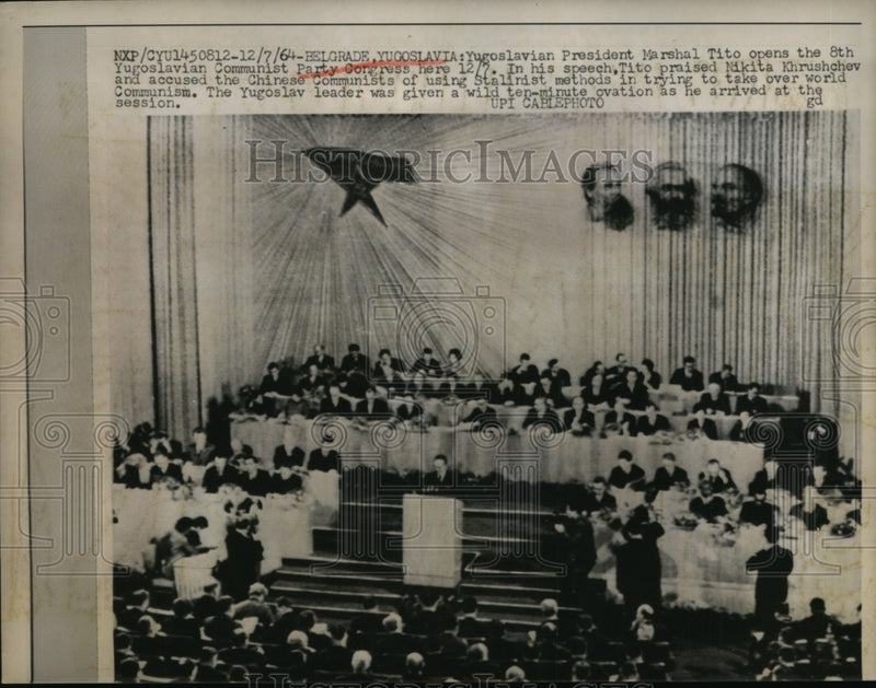 Load image into Gallery viewer, 1964 Press Photo Yugoslavian Pres. Marshal Tito Opens Communist Party Congress
