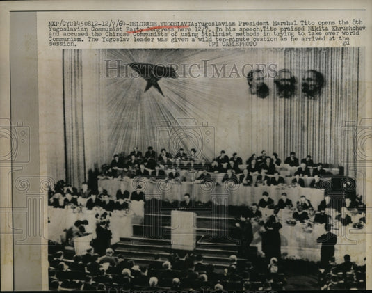 1964 Press Photo Yugoslavian Pres. Marshal Tito Opens Communist Party Congress