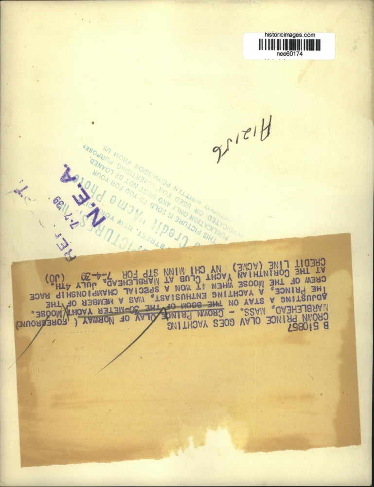 1939 Press Photo Crown Prince Olav of Norway Prepares Yacht for Sailing