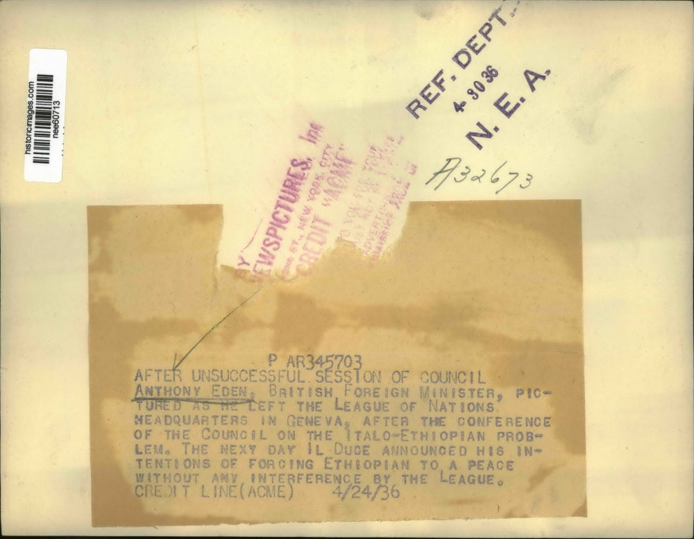 1936 Press Photo British Foreign Secretary Anthony Eden at League of Nations