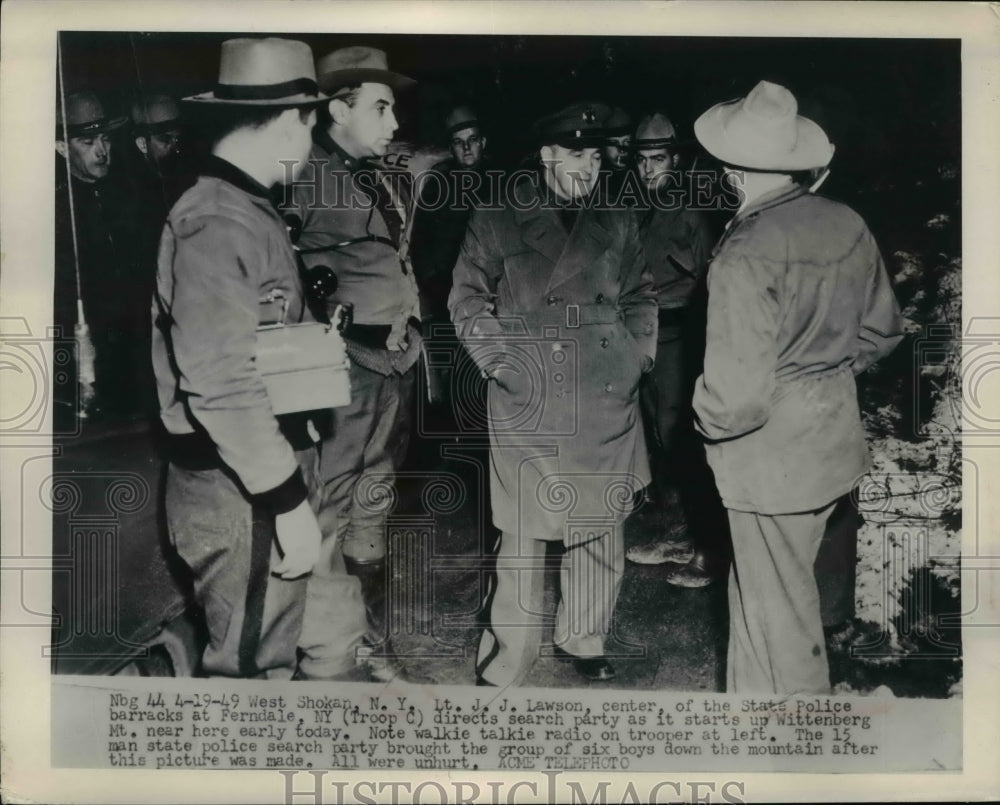 1949 Press Photo Police Lt. J.J. Lawson Leads Wittenburg Mountain Search Party