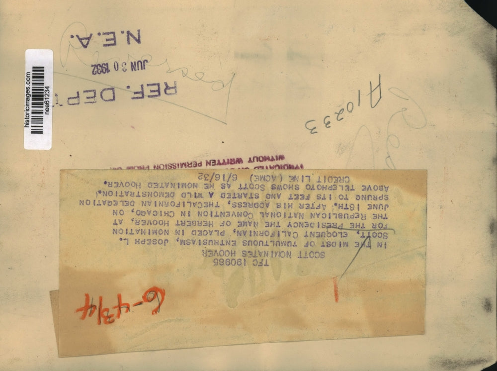 1932 Press Photo Joseph L Scott nominating Herbert Hoover at Convention.