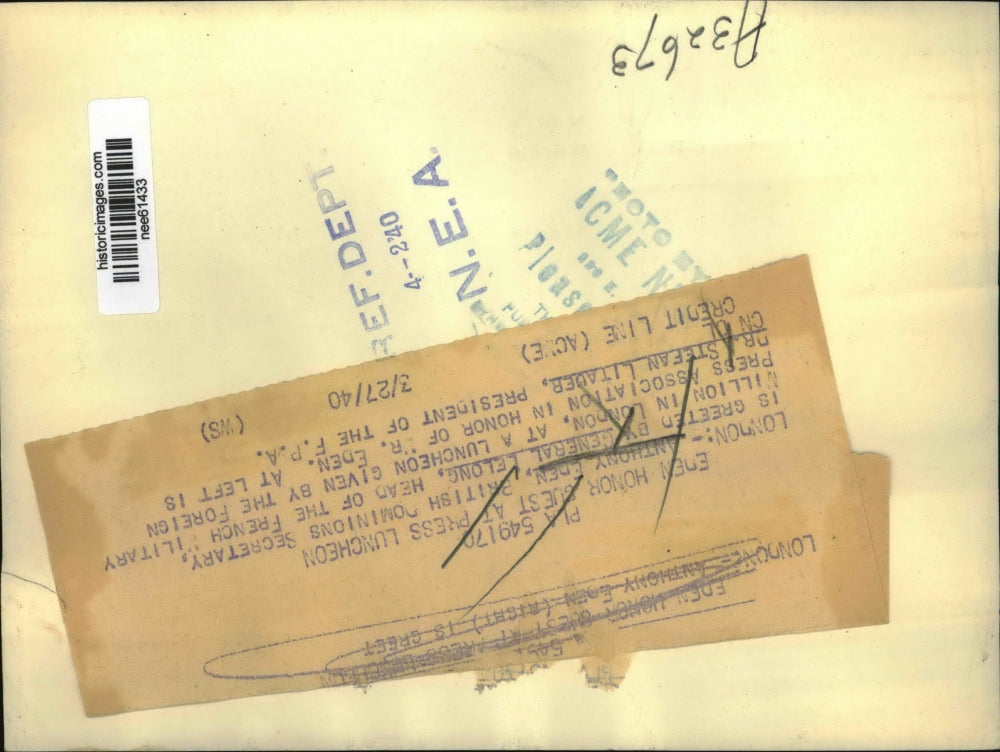 1940 Press Photo British Secretary Anthony Eden & General Lelong in London