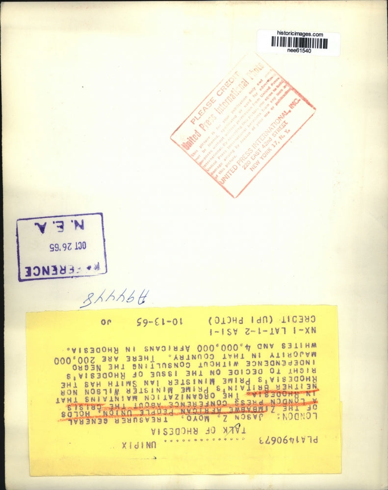 1965 Press Photo Jason Z Moyo Treasurer General Zimbabwe African People Union